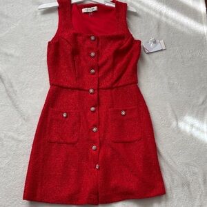 Red Sleeveless Button-Up Dress